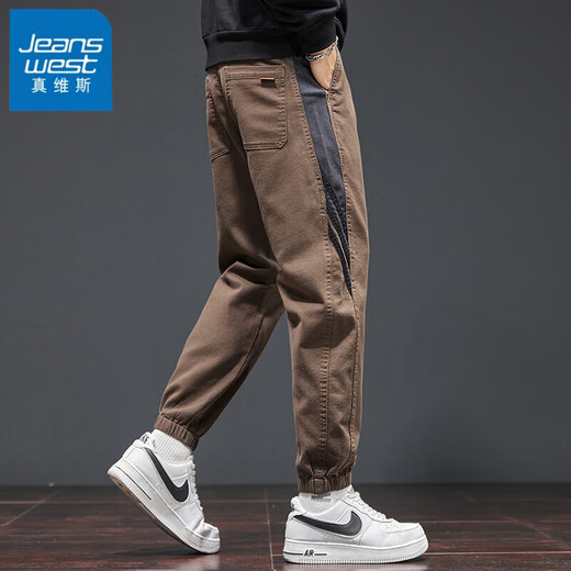 真维斯（Jeanswest）休闲裤男春夏季新款宽松运动工装男裤潮流百搭男士束脚哈伦长裤子 888深灰 2XL 【建议150-165斤穿】