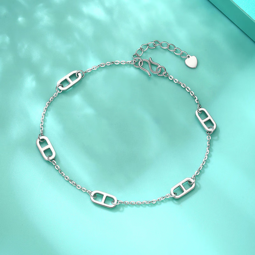 Yuan Shengfu's new PT950 simple and versatile pig nose platinum bracelet, authentic and fashionable women's platinum bracelet, 4.12 grams, length 15.5-17.5CM