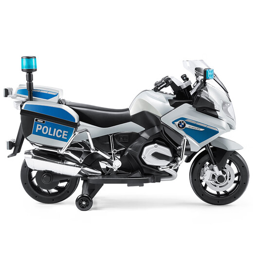 CHILOKBO BMW Children's Electric Motorcycle Two-wheeled Extra Large Size Double Children's Toy Police Car Birthday Gift Soft Wheel