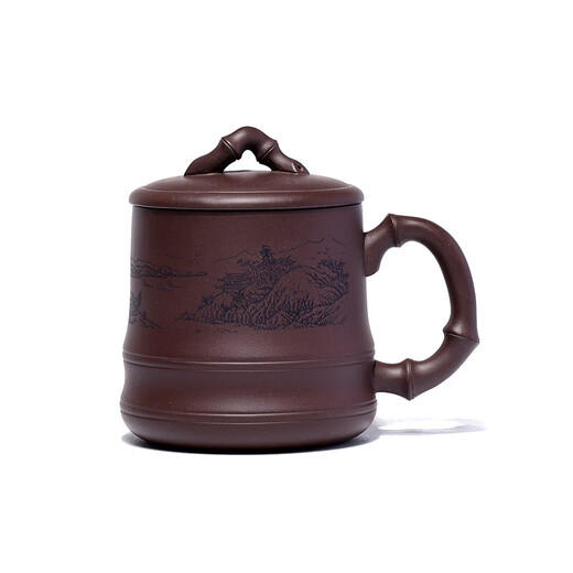 Centenary Liyong Yixing purple sand cover cup pure handmade original mineral purple mud bamboo fun cup Kung Fu tea set office household tea cup