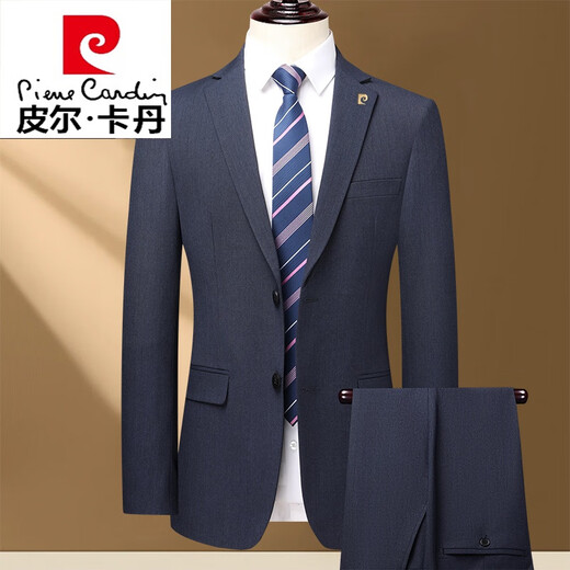 Pierre Cardin brand casual suit suit middle-aged men's business wedding two-piece suit jacket knitted dark gray 6909 striped style 185 yards recommended 150 Jin Jin equals 0.5 kg -160 Jin Jin equals 0.5 kg