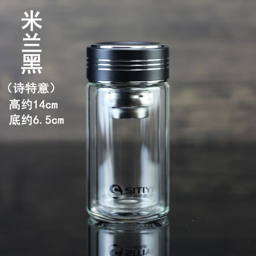 Shantoulin Village Glass Cup Songdao Double Glass Cup Men and Women Fashion New Crystal Cup Tea Cup Business Office 00ml Poetry Special (1585) Blue
