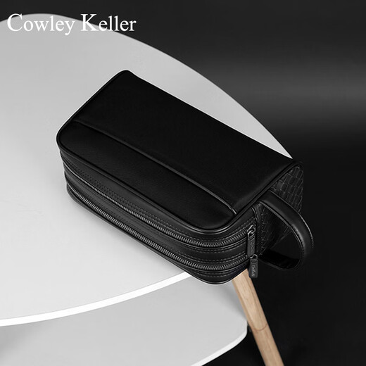 Cowley Keller Wallet Herrengeschäftskupplung Tasche große Kapazität gewebte Handtasche Casual Fashion Doppel Reißverschluss Handtasche Herren Handy -Tasche Schwarz 27*10*15 cm