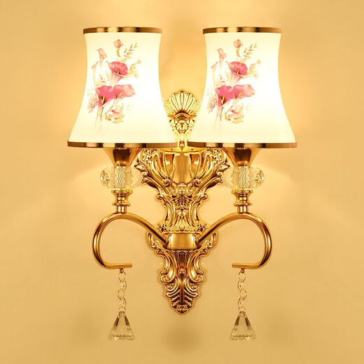 Yaotian remote control dimming wall lamp bedroom bedside lamp LED living room wall lamp hotel hotel stair corridor aisle lamp BD051-double head-cloth cover led warm light three-stop dimming