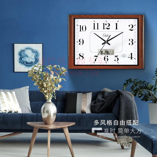 Combasi Wohnzimmer sauberer Sound Wanduhr Schlafzimmer Büro Hanging Tisch Einfacher Kalender Uhr Haushaltsquarzuhr Perpetual Kalender 6626 Silbergrau 10 Zoll 49*34 cm