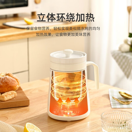 SUNCHANCE British mini porridge cooker, multi-functional electric stew pot, bird's nest stew pot, mini bb pot, food porridge, ceramic health casserole, small electric stew pot, baby food supplement pot, white reservation model 0.6L