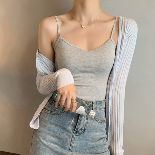 LangSha Modal Small Camisole Women's Padded Bottoming Slimming Internet Celebrity Top White L