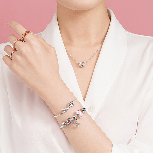 PANDORA Sparkling Hollow Galaxy Necklace Set Birthday Gift for Girlfriend Hollow Galaxy 45cm