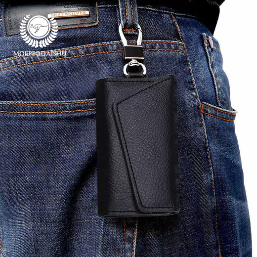 Moepeqdaishu Key Bag Herren-Leder-Schlüssellatze für Frauen mit großer Kapazität mit Multifunktions-Multifunktions-Cowide-Karteiche-Kartenbeutel von Waldkartentasche Black [echtes Leder] + Geschenkkartenbeutel
