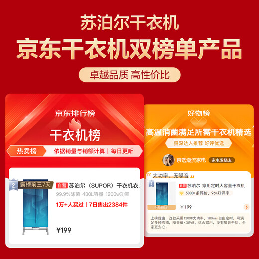 SUPOR double-layer large capacity clothes dryer wardrobe dryer household baby clothes underwear sterilization can dry 30 pieces 16 steel pipes can be timed drying wardrobe ELD-501B