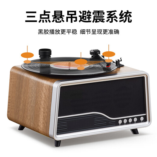 Duhuanshi Vinyl Record Player Professional HiFi Retro Phonograph Film Player Bluetooth Speaker Living Room Audio Matte Oak Color Free Genuine Vinyl Record + Music U Disk