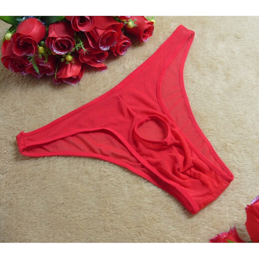 Men's masturbation underwear, sexy men's erotic underwear, sexy exposed JJ open file, men's thong passion suit, red men's style with holes, exposed PP