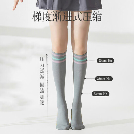 槿城 运动小腿袜子女春季专业健身肌能压缩压力跳绳跑步长筒袜WZ-701 自选2双留言 无备注随机发【两双装】 均码