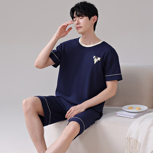 Cat men's pajamas, comfortable and loose home clothes, summer soft and casual pure cotton short-sleeved suit, item number: GH-14101 L Recommended weight 100-130 Jin [Jin equals 0.5 kg]