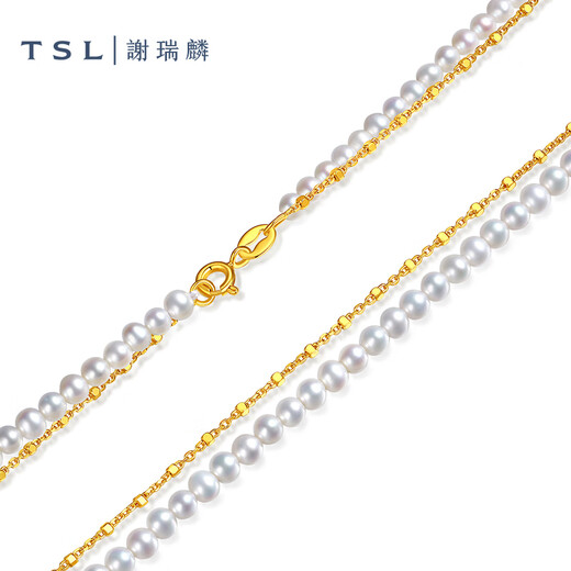 谢瑞麟（TSL）珍珠项链女款925银双层链套链生日BE687 长度约45cm