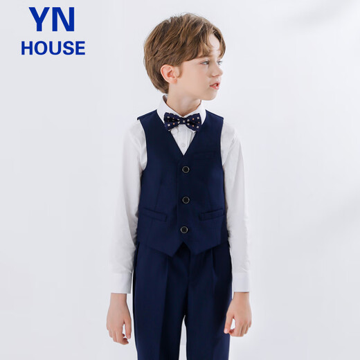 Yinuofang children's suit vest suit boys' performance costumes, navy blue dresses, navy blue: vest suits, 160CM
