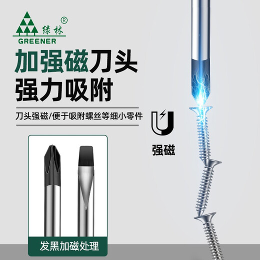 Green Forest (GREENER) magnetic screwdriver set cross screwdriver household small screwdriver set maintenance tool driver combination