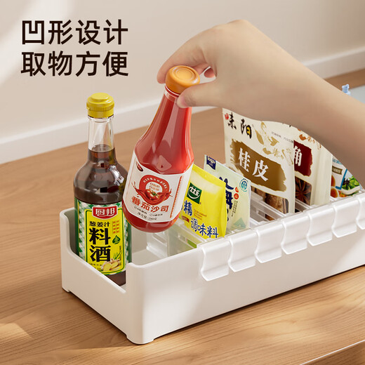 Enjoyment House Kitchen Spice Storage Box Separated Large Capacity Adjustable Spice Bags Vertical Storage Multi-Gate All-in-One Multi-function Large Size Can Hold 8-10 Bags of Spice The Partition Is Removable The Spacing Can Be Adjusted Freely