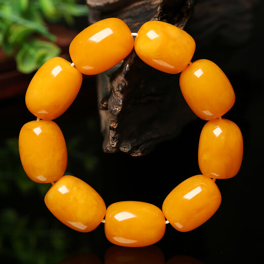 Fat Donglai's same style of beeswax bracelets with chicken oil and yellow natural Polish old beeswax bracelets for men with raw mineral chicken oil and yellow amber style seven (men and women's date beads) bead size 13