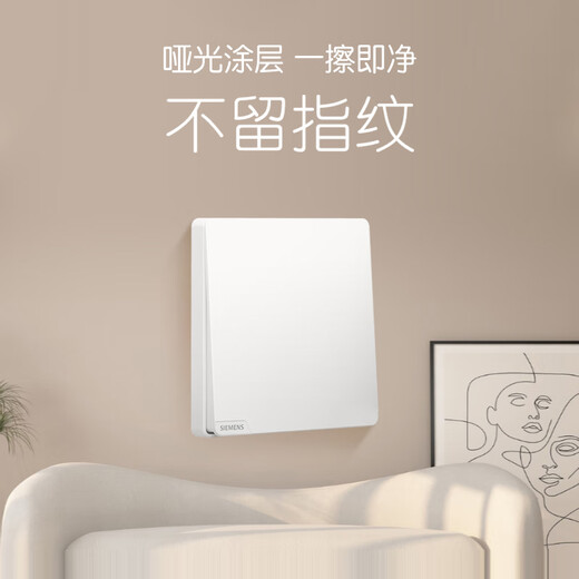 西门子开关插座皓彩米绒白肤感哑光白奶油风家用暗装面板无边框 斜五孔插座