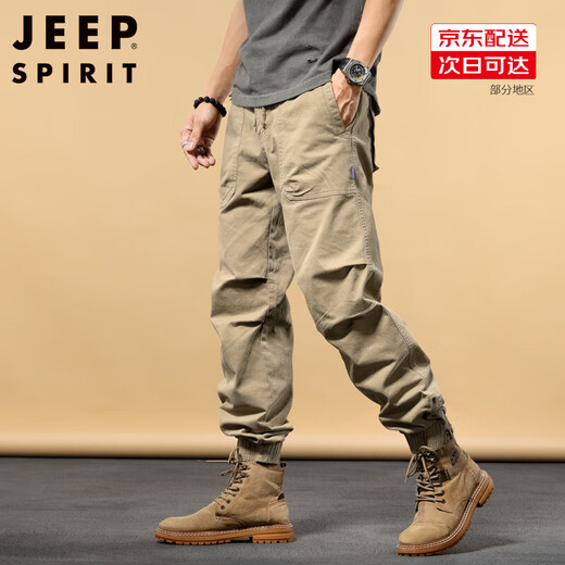 JEEP SPIRIT休闲裤男工装春秋季男士高街复古百搭束脚长裤运动大码胖子易打理 MQF679黑色 30