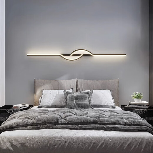 GUYES strip wall lamp minimalist creative strip lamp living room sofa lamp simple modern bedroom Guangdong Zhongshan lamp wall lamp black 60CM-three-color dimming