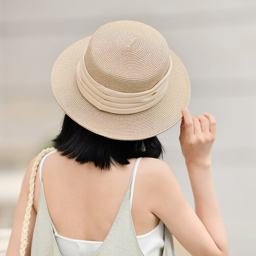 凡饰（FANCET）草帽女夏天优雅时尚平顶礼帽百搭文艺范儿小清新遮阳帽出游帽子