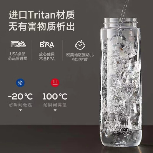 Nobelfor 4 Series Magic Ball Magnetic Tea Cup Tritan Plastic Portable Outdoor Fitness Anti-fall Tea Separator Cup Gray Black T3512 800ml