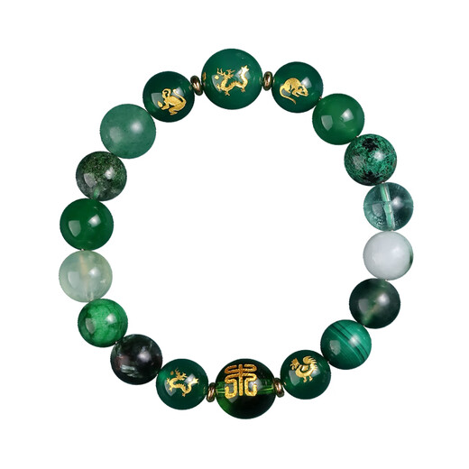 Eternal symbol five elements missing wood repair wood bracelet three-in-one six-in-one bracelet green ghost crystal agate bracelet five-element customized men's and women's rat/wood attributes both three-in-one and six-in-one - bead diameter 10mm men's and women's models