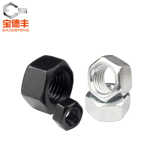 Baodefeng anti-thread hexagonal nut left-hand left-thread nut anti-thread anti-buckle nut M4M5/M6M8/M10M12/M14 8.8 grade iron black anti-thread M24 1 piece