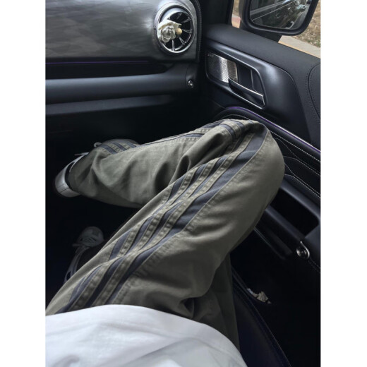 7家优品 休闲裤男士春夏季款美式侧边条纹潮牌宽松工装直筒长裤子男 JFFS-5002绿色 XL
