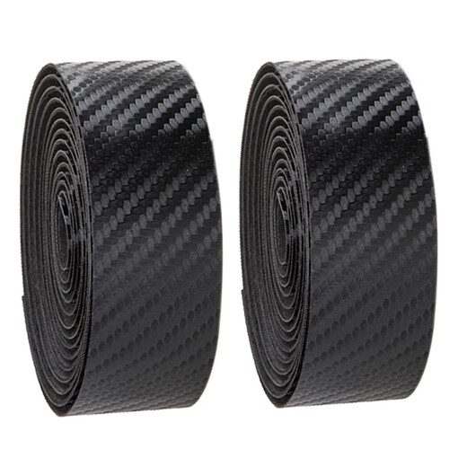 Raft core carbon fiber texture road handlebar with bicycle camouflage straps horns and horns curved handlebars bicycle tape anti-slip carbon fiber pattern-black
