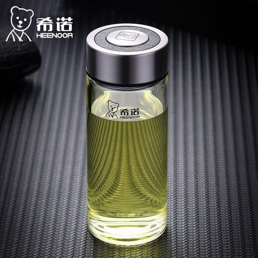 希诺（HEENOOR）希诺单层玻璃杯加厚透明水晶时尚男女士便携车载家用小号泡茶杯子 xn-6076 695ml 送杯杯刷 0只