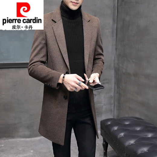 Pier Cardin Herbst und Winter Wollmantel Herren mittelgroßer koreanischer Stil trendiger Wollmantel Herren Windbreaker Girl Anzug schwarz xl