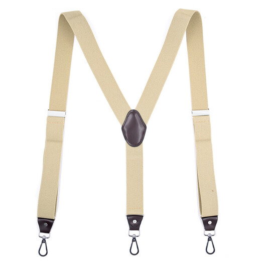 Yufan men's strap suspender pants clip fixture extended and adjustable business formal wear back non-slip suspender solid color clip three-clip hook buckle leather head-black
