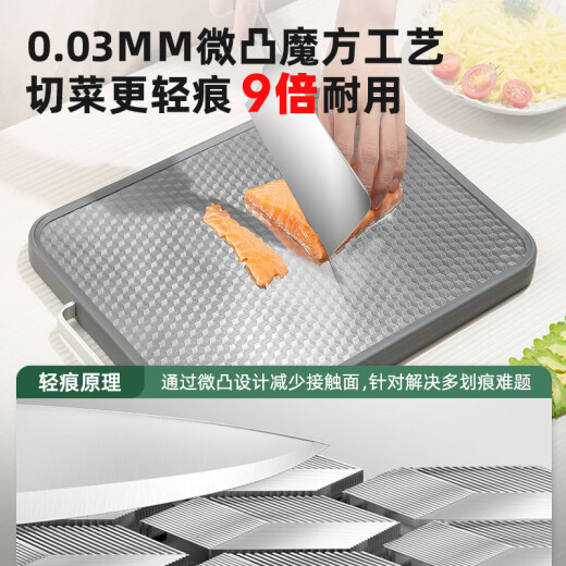 Double gun antibacterial stainless steel + plastic cutting board double-sided cutting board anti-knife mark and anti-mold cutting board panel 45*29*2.2cm