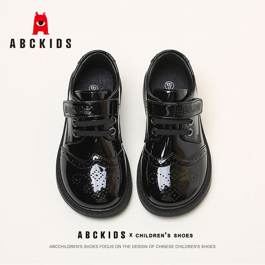 ABC KIDS boys leather shoes shiny campus middle school children's British style children's performance shoes 3028AX black 33