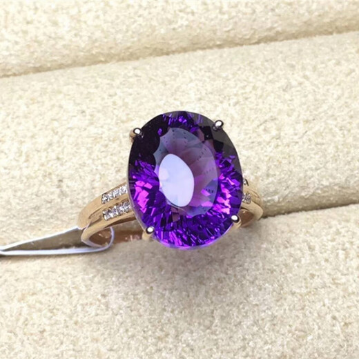 DR GRAFFCARNY 18K gold colored gemstone jewelry ring for women 5.9ct amethyst ring wedding engagement gift for wife Valentine's Day gift 18