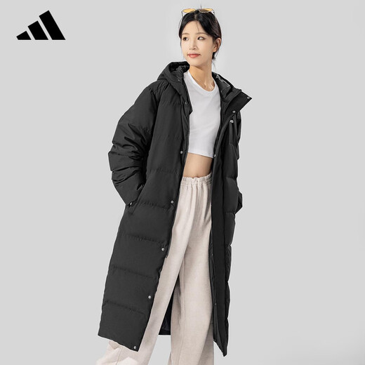 Adidas Winter Unisex Hooded Long Duck Down Sports Leisure Down Jacket Black L