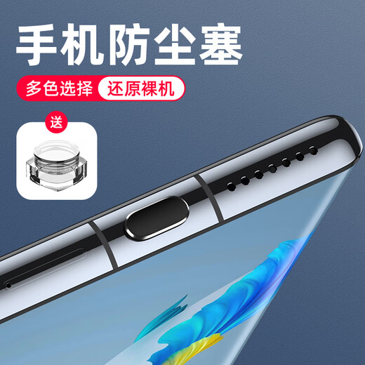 Xushansi Type-c Android mobile phone dust plug is suitable for Huawei vivo Xiaomi oppo red rice power hole charging Type-c metal dust plug black 1 free to prevent loss