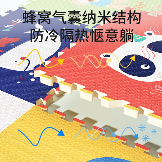 迪士尼（Disney）儿童泡沫地垫拼接宝宝爬行垫婴儿防摔加厚家用早教中心拼图爬爬垫 童趣乐园 60*60*1.0cm【4片装-送边条】升