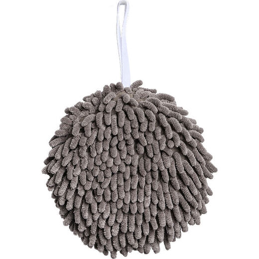 Japanese chenille hand ball hanging hand towel kitchen thickened water-absorbent quick-drying bathroom cute hand rag simple gray 1 pack