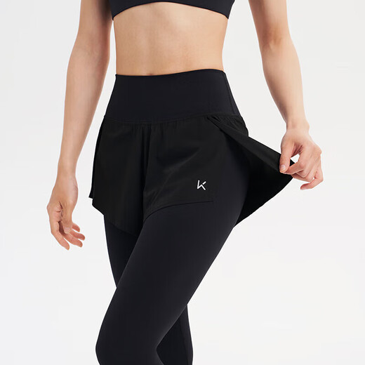 Gardez la taille haute legging à sec rapidement respirant pour les femmes qui coulent la mode de la mode faux yoga à deux pièces porte 12588 classique Black L