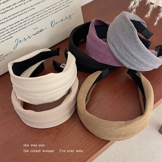 Morning Star Autumn and Winter Simple Suede High Skull Headband Women's New Fashion Versatile Hairpin Hair Bundle Special Headgear for Face Wash Gray One