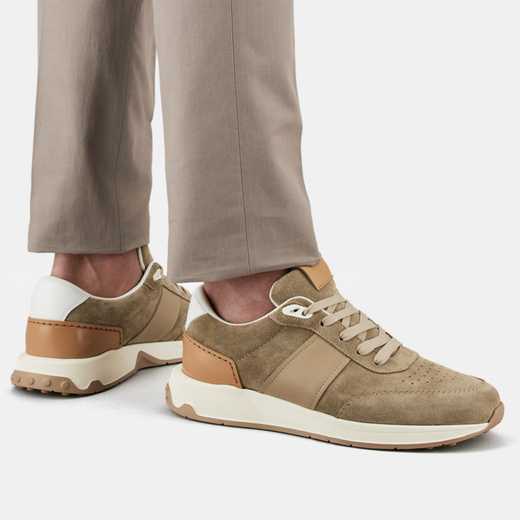 TOD S End of Season Special TOD S Official Men's Leather Sports and Casual Shoes Thick Soled Shoes Lace Up Shoes Simple Men's Shoes Brown/Brown 39