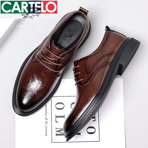 Cartelo weiche Kuhwinkel Winter Herren Lederschuhe Neue Style Pendlergeschäft formelle Schuhe Freizeitanzug Bräutigam Hochzeitsschuhe echtes Leder schwarz 42