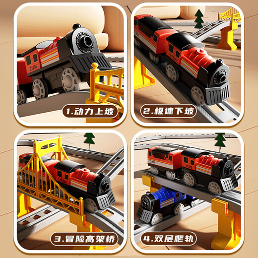 Letop Baby儿童电动小火车高铁轨道玩具男孩3-4-5-6岁生日六一节日新年礼物 130cm双层 (火车轨道) 【精美礼盒装】