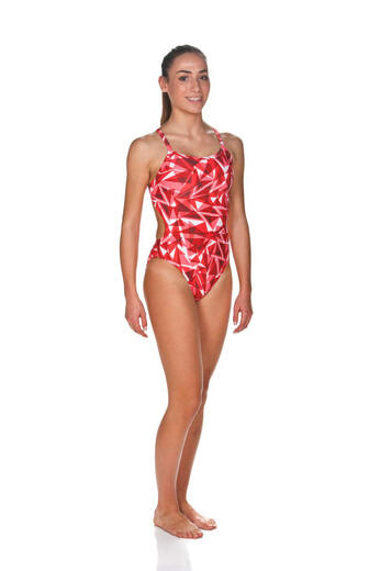 Arena Women's Challenge Back One-piece Swimsuit Polyester Material Sleeveless Design Professional Training Fluorescent Red 26