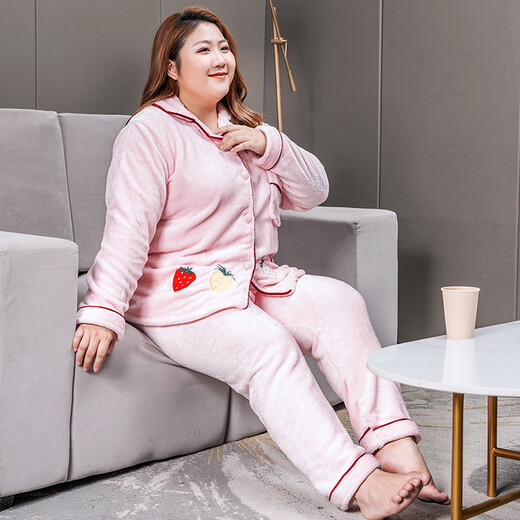 
Jinzhiyan coral velvet large size pajamas for women thickened velvet autumn and winter plus fat plus size fat mm200Jin [Jin equals 0.5 kg] Home clothing winter style WB6625 green button velvet 4XL [recommended weight 180-200Jin [Jin equals 0.5 kg]]