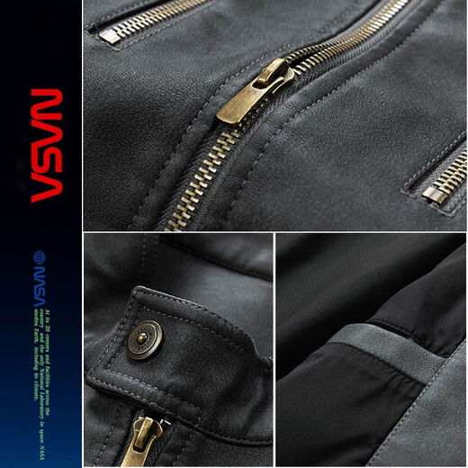 Nasawassup official fashion brand co-branded jacket men's autumn and winter American stand-up collar motorcycle suit handsome pilot men's leather jacket Bean green XL (recommended 135-155 Jin Jin equals 0.5 kg)